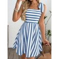 thumbnail image 5 of Women Casual Striped Tie Front Camisole Dress Sun Dress Summer Vacation Flowy Mini Dress Streetwear, 5 of 10