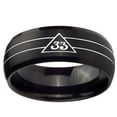 thumbnail image 2 of Tungsten Masonic 32 Duo Line Freemason 8mm Brushed Black Dome Polished Men Ring, 2 of 2