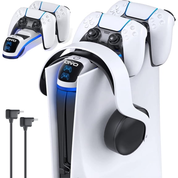 PS5 Controller Charger, OIVO Playstation 5 Dual Controller Charging Station with Touch Switch and Hidden Cable Design