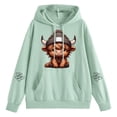 thumbnail image 4 of DHFJKG Hoodie Women Cow Print Cute Hooded Sweatshirt Fall Long Sleeve Drawstring Pullover Tops With Pocket, 4 of 5