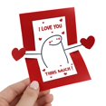 thumbnail image 1 of Tarjeta desplegable de San Valentín con texto «Te quiero tanto», con sobres y pegatinas, 1 of 9