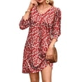thumbnail image 4 of WIHOLL Flowy Dresses for Women Cute Floral Print 3/4 Length Sleeve Midi Dress Lightweight Casual Beach Vacation Sundresses with Pockets, 4 of 9