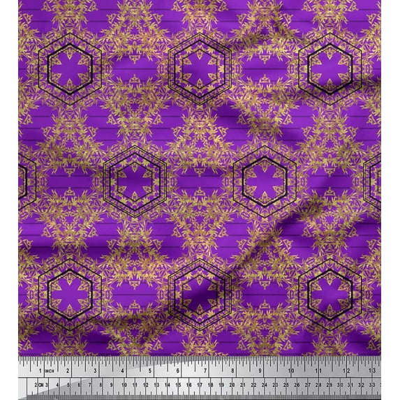 Soimoi Purple Rayon Fabric Buds & Tiny Leaves Printed Craft Fabric by the Yard 56 Inch Wide