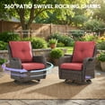 thumbnail image 3 of Giantfurnni Patio Furniture Wicker Swivel Rocking Glider Chair High Back Outdoor Rattan Rocker Set of 2 for Porch Backyard, 3 of 9