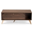 thumbnail image 3 of Baxton Studio Edel Table Basse en Bois Fini Noyer Brun et Or, 3 of 11