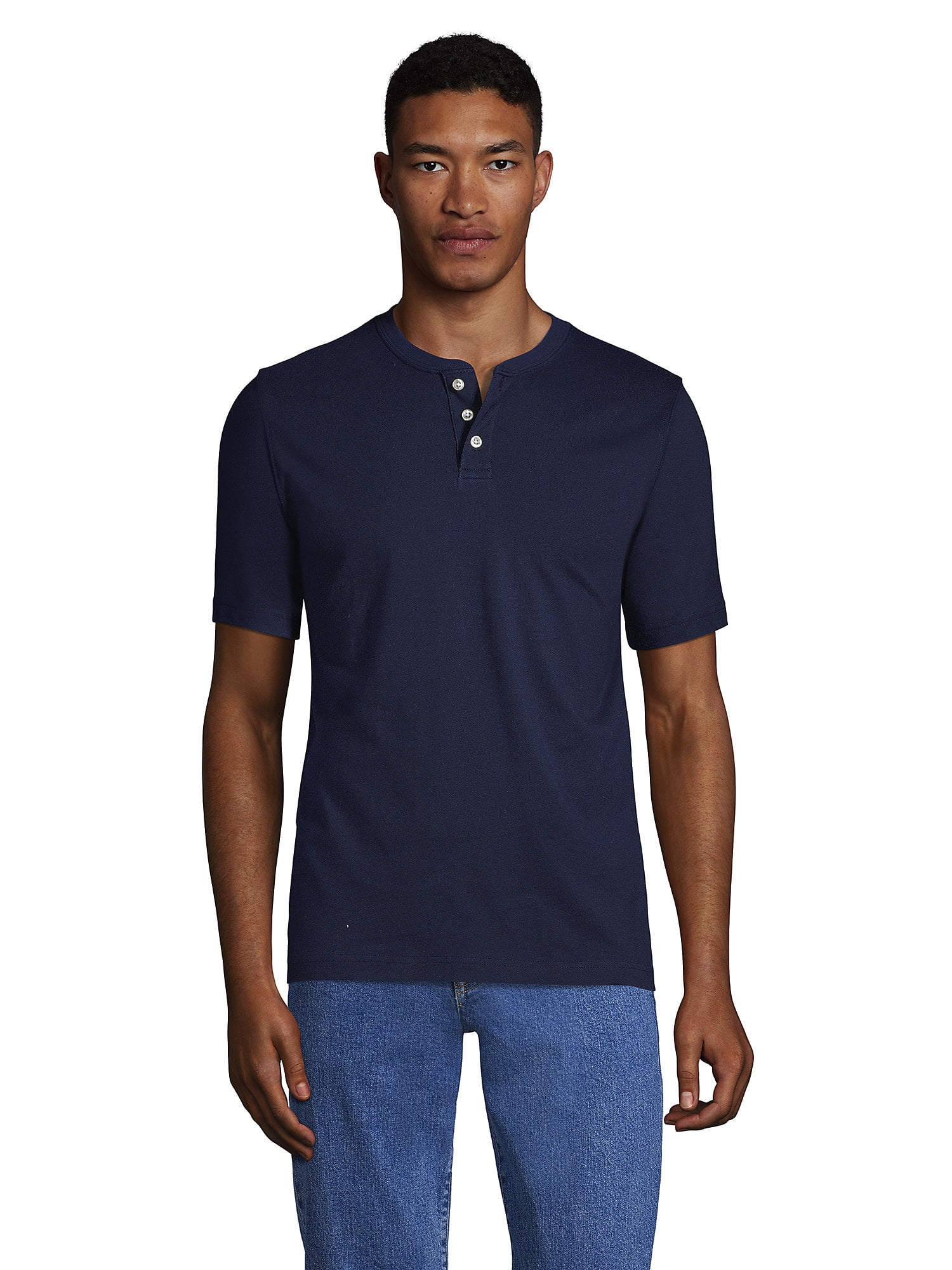 Lands' End Men's Tall Short Sleeve SuperT Henley