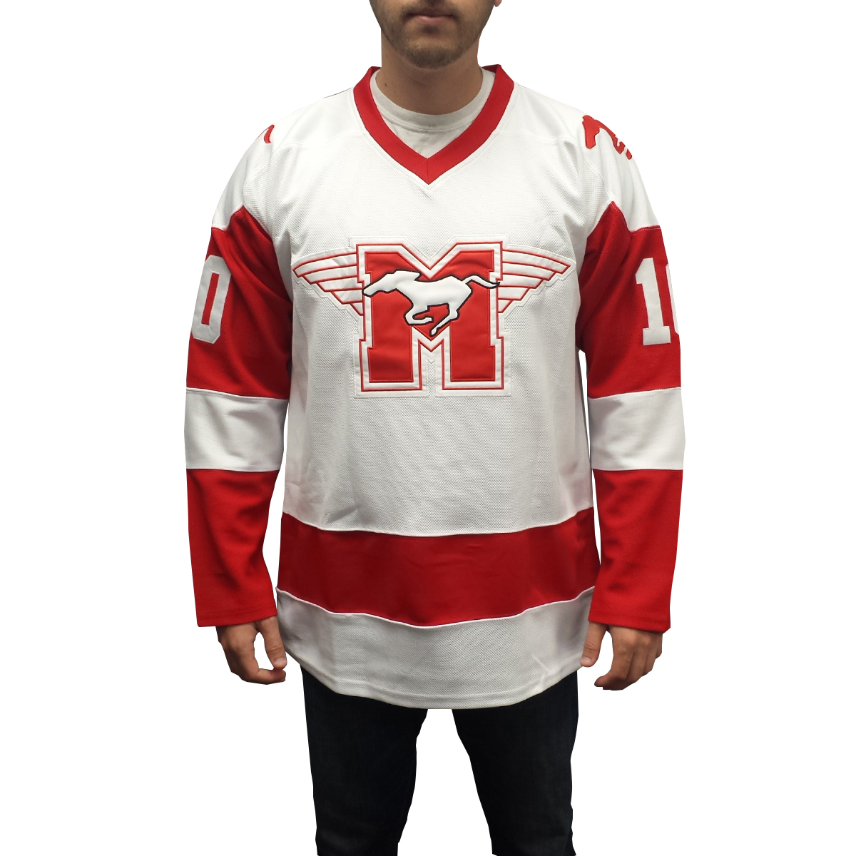 Dean Youngblood 10 Stanton Flyers High School White Hockey Jersey