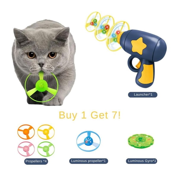 Cat Toys, Interactive Pet Toys, Flying Propeller Toycat fetch toy launchercat toy disc launchercat toys for indoor catsflying bird cat toyBamboo Dragonfly Catapult Launcherfor Pet Exercise & Night