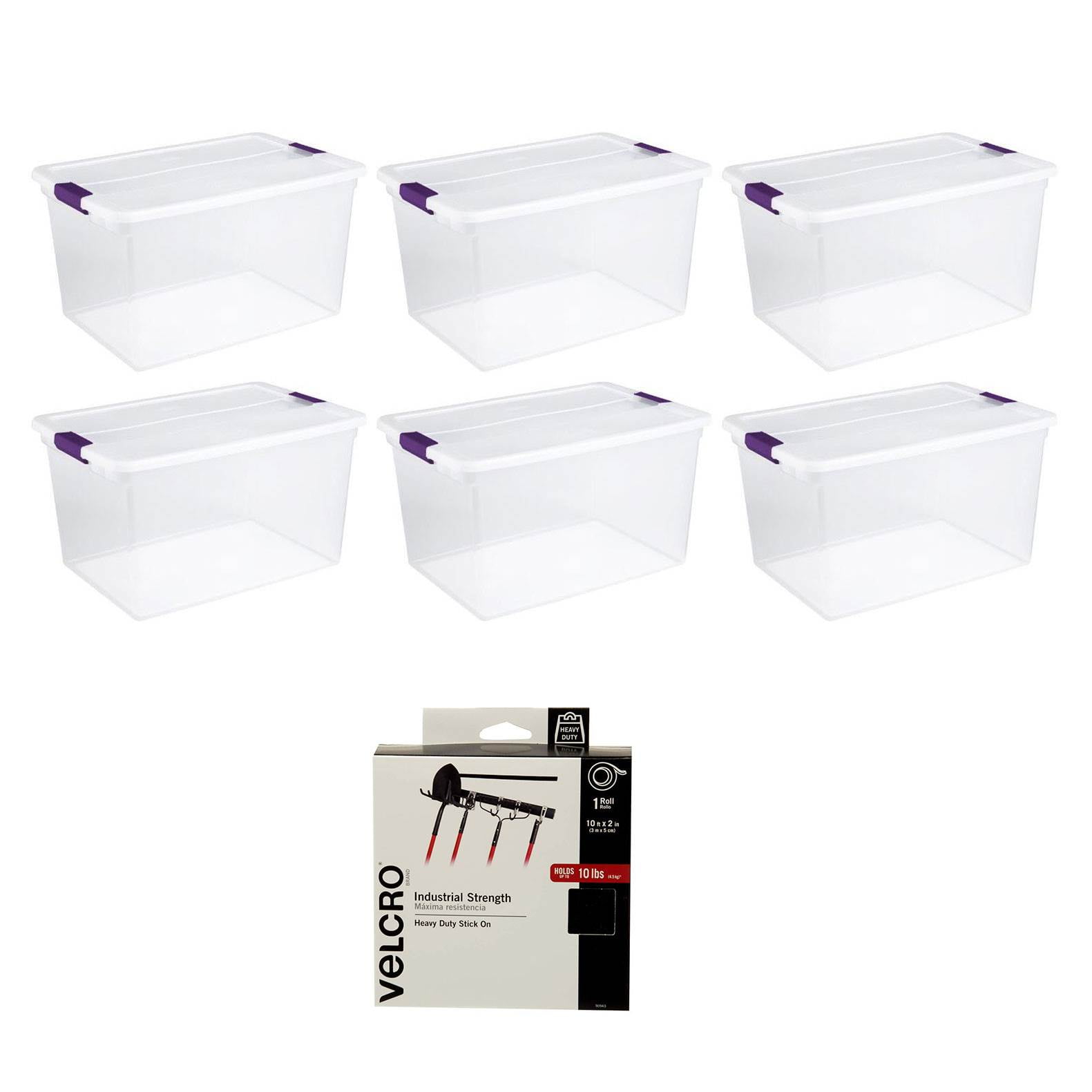 Sterilite 66 Qt Storage Tote 6 Pack Bundled With VELCRO Brand 10 Ft Sterilite 66 Qt Storage Tote 6 Pack Bundled With VELCRO Brand 10 Ft