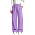 thumbnail image 2 of LIBRCLO Kids Girls Sweatpants Elastic Waist Wide Leg Pants Fleece Baggy Sweatpants Size 11-12 Years, 2 of 6