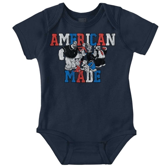 Popeye Characters American Made Romper Boys or Girls Infant Baby Brisco Brands 12M