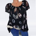 thumbnail image 3 of PENGXIANG T-Shirt à Manches Courtes Imprimé Col en V Ample d'Été pour Femmes, 3 of 5