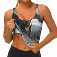 thumbnail image 3 of Fotbe Wild Blue Cool Dragon Sujetador Deportivo Largo sin Aros para Mujer con Almohadillas y Soporte Medio, Transpirable y Absorbente, Camiseta Tipo Chaleco o Tank Top-XX-Large, 3 of 8