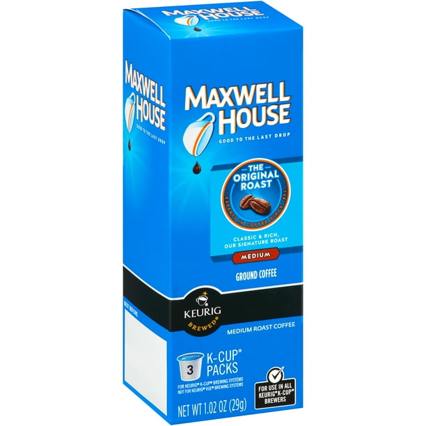 Maxwell House Original Roast Ground Coffee K Cups, Caffeinated, 3 ct