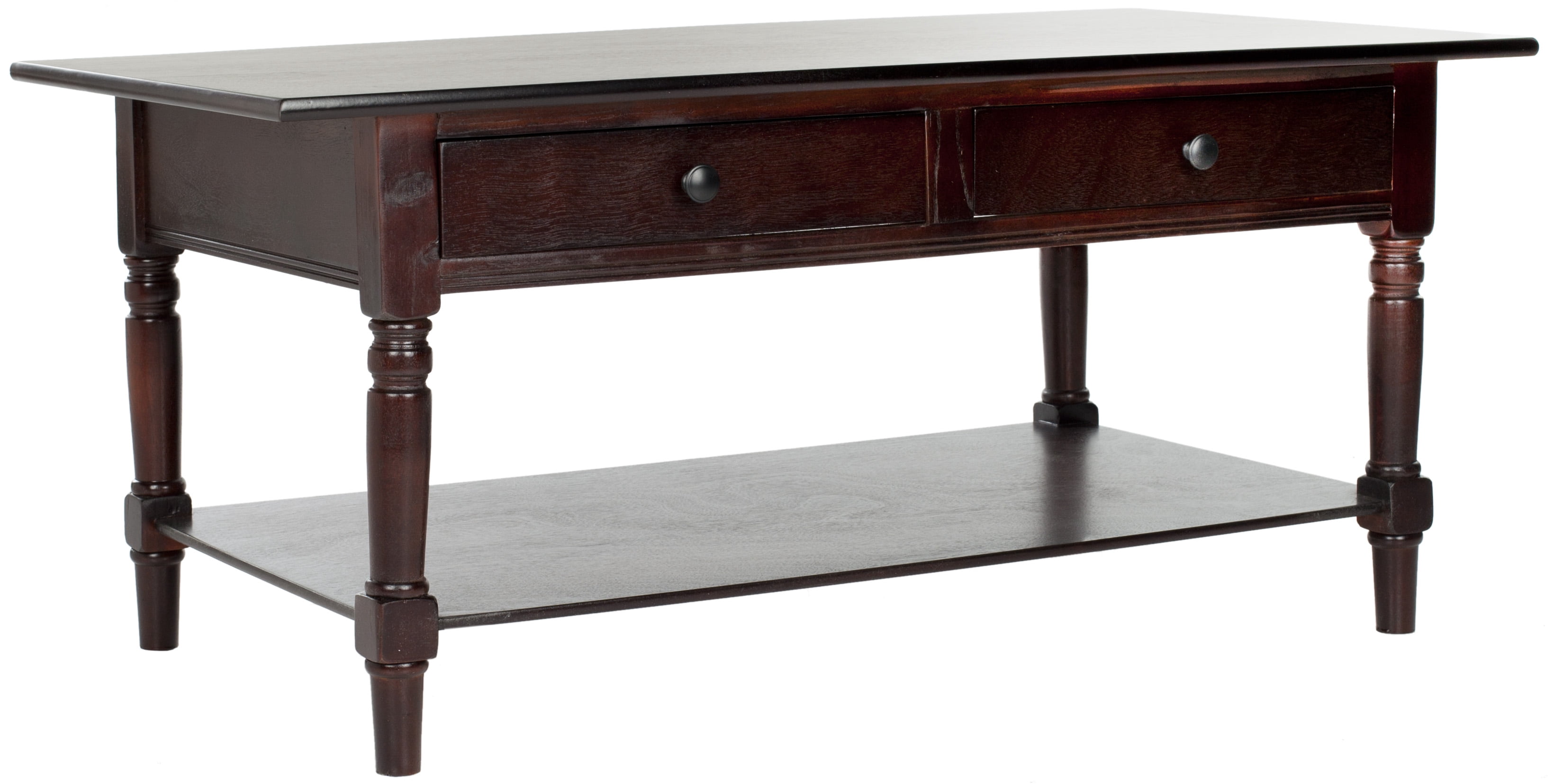 SAFAVIEH Boris Solid Contemporary 2 Drawer Coffee Table, Dark Cherry