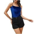 thumbnail image 2 of tarylea Womens Tops Spaghetti Strap Velvet Square Neck Tank Tops Solid Color Slim Fitted Camisole Casual Summer Trendy Cute Tops, 2 of 5