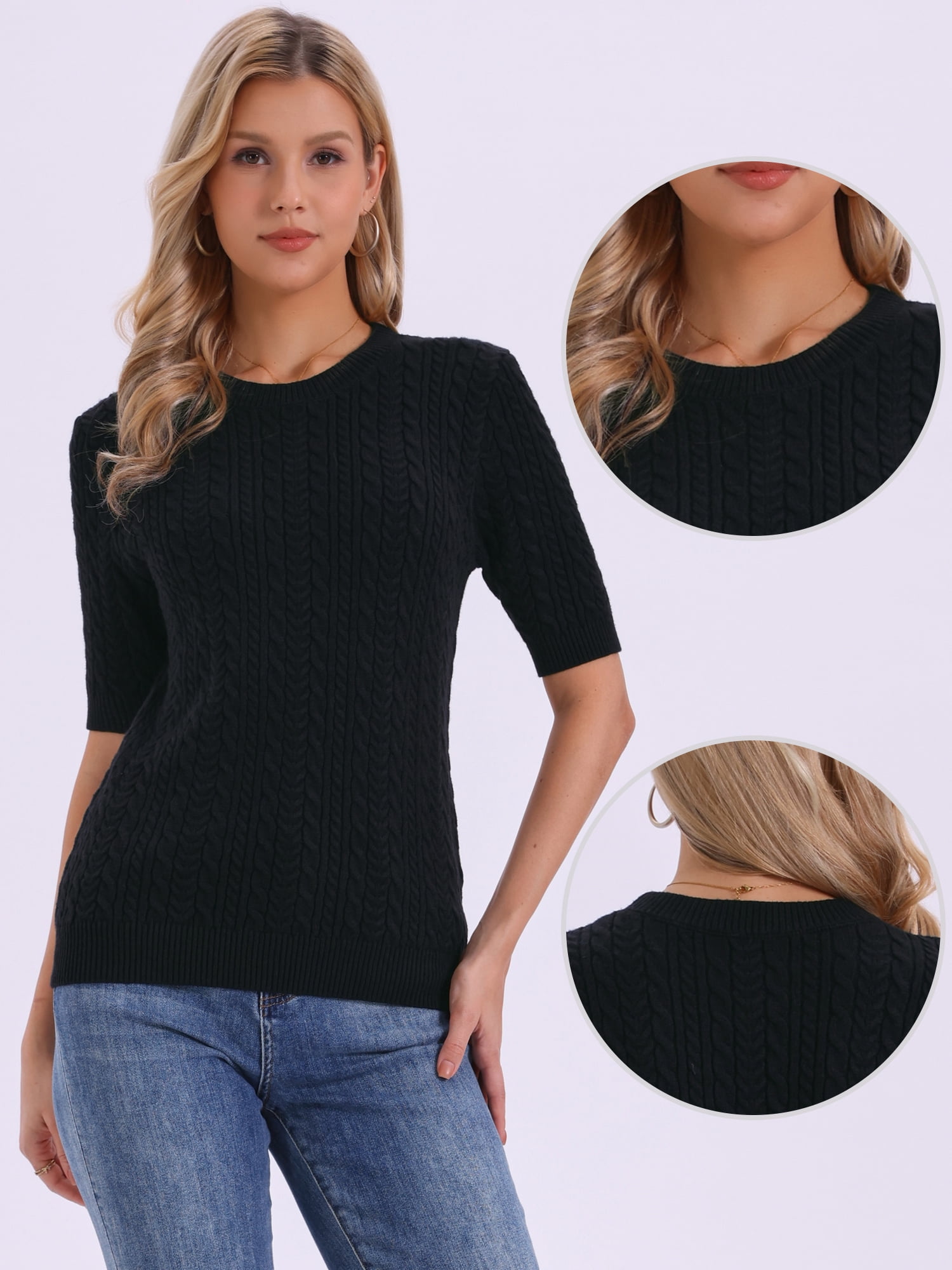 DARING DIVA Women's Lightweight Short Sleeve Sweater M Beige
