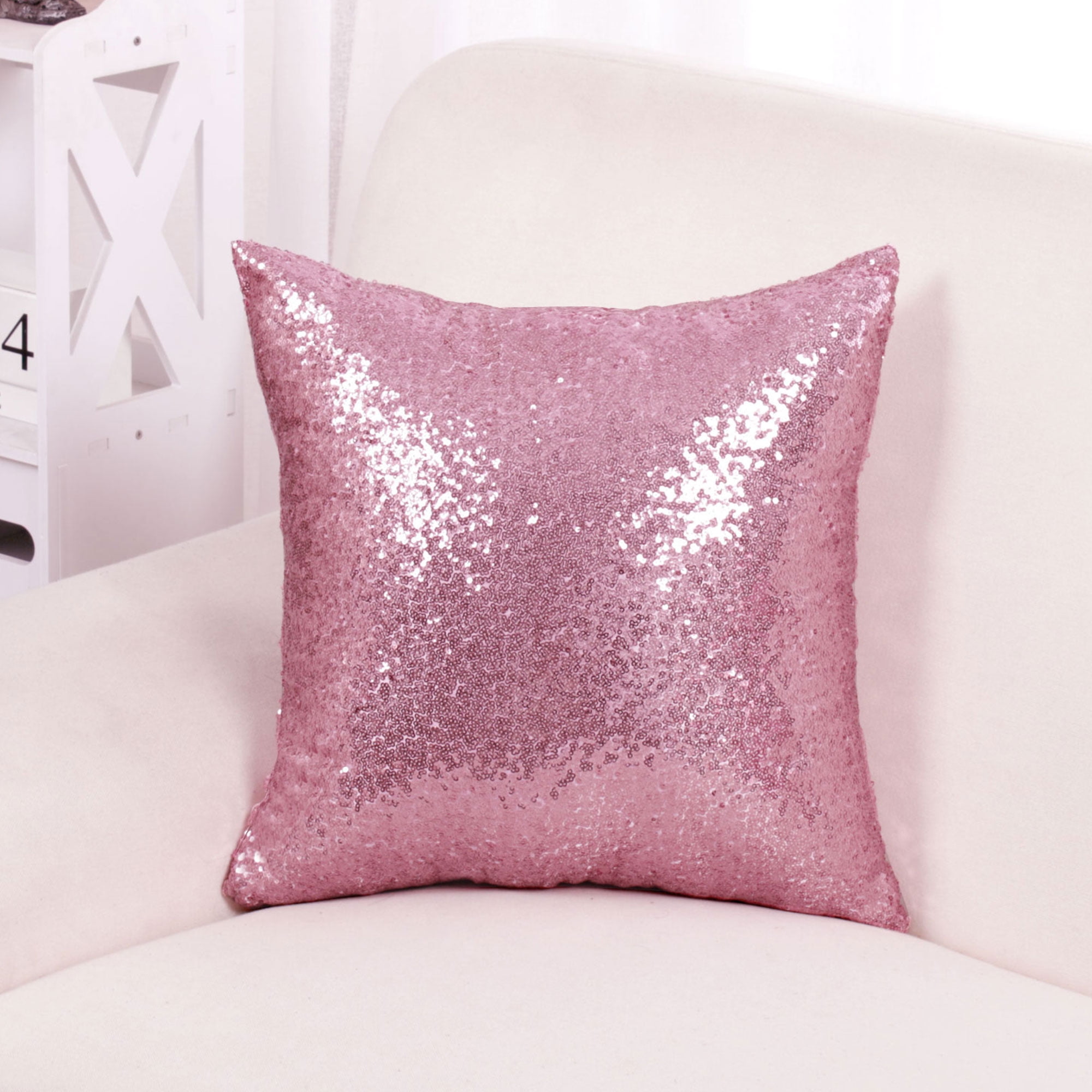 18 Decorative Glitter Sequin Throw Pillow Cover Cushion