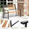thumbnail image 4 of Laicejoy 50" Outdoor Garden Bench, Porch Welcome Bench with American Flag Backrest, Armrests & Faux Wood Finish Seat, 4 of 8