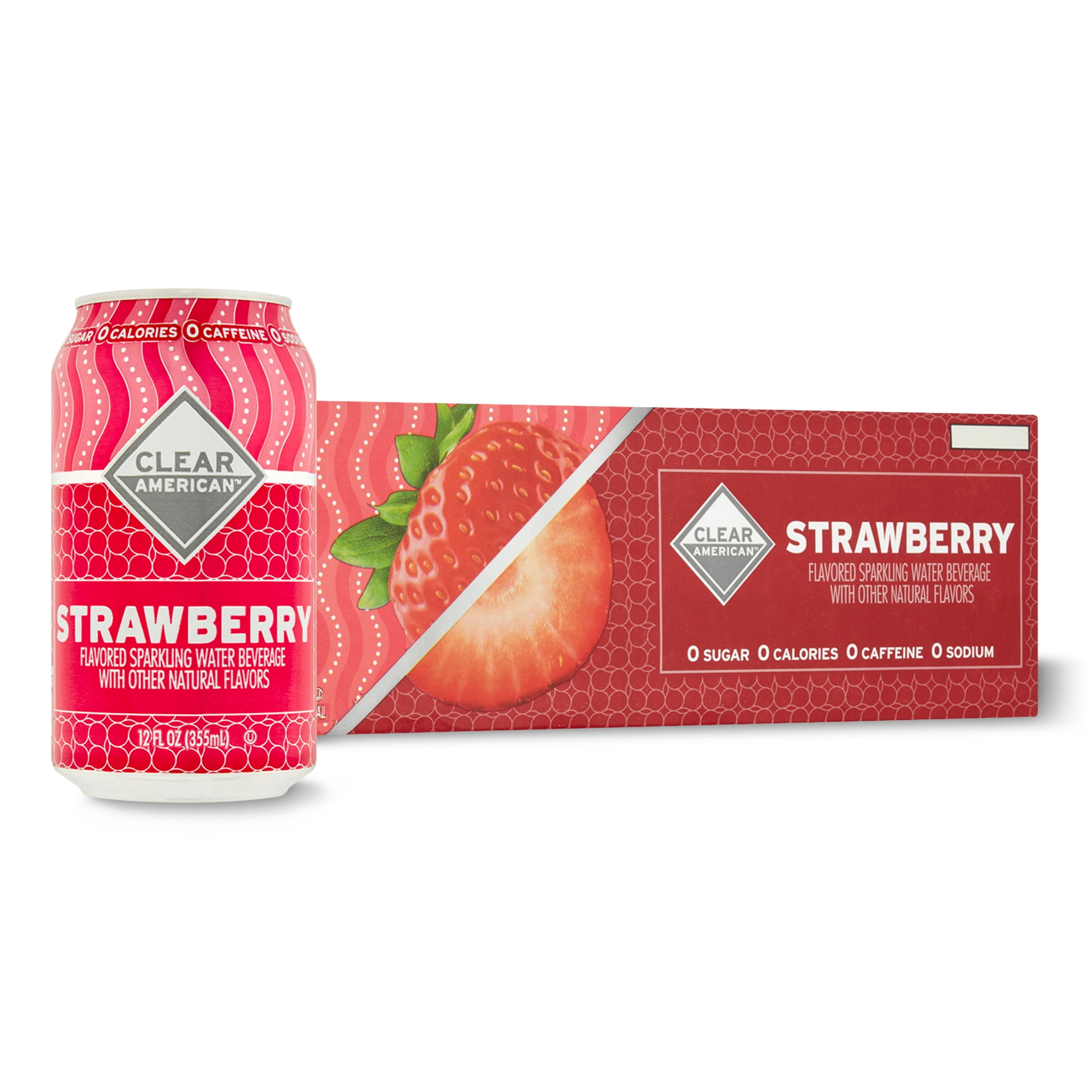 Clear American Strawberry Sparkling Water, 12 Fl Oz, 12 Pack Cans