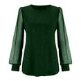 thumbnail image 5 of Womens Long Sleeve Tops Oversized Sweatshirt Knit Striped Long Sleeve Crewneck Casual Loose Pullover Tops Khaki T Shirts For Women, 5 of 5