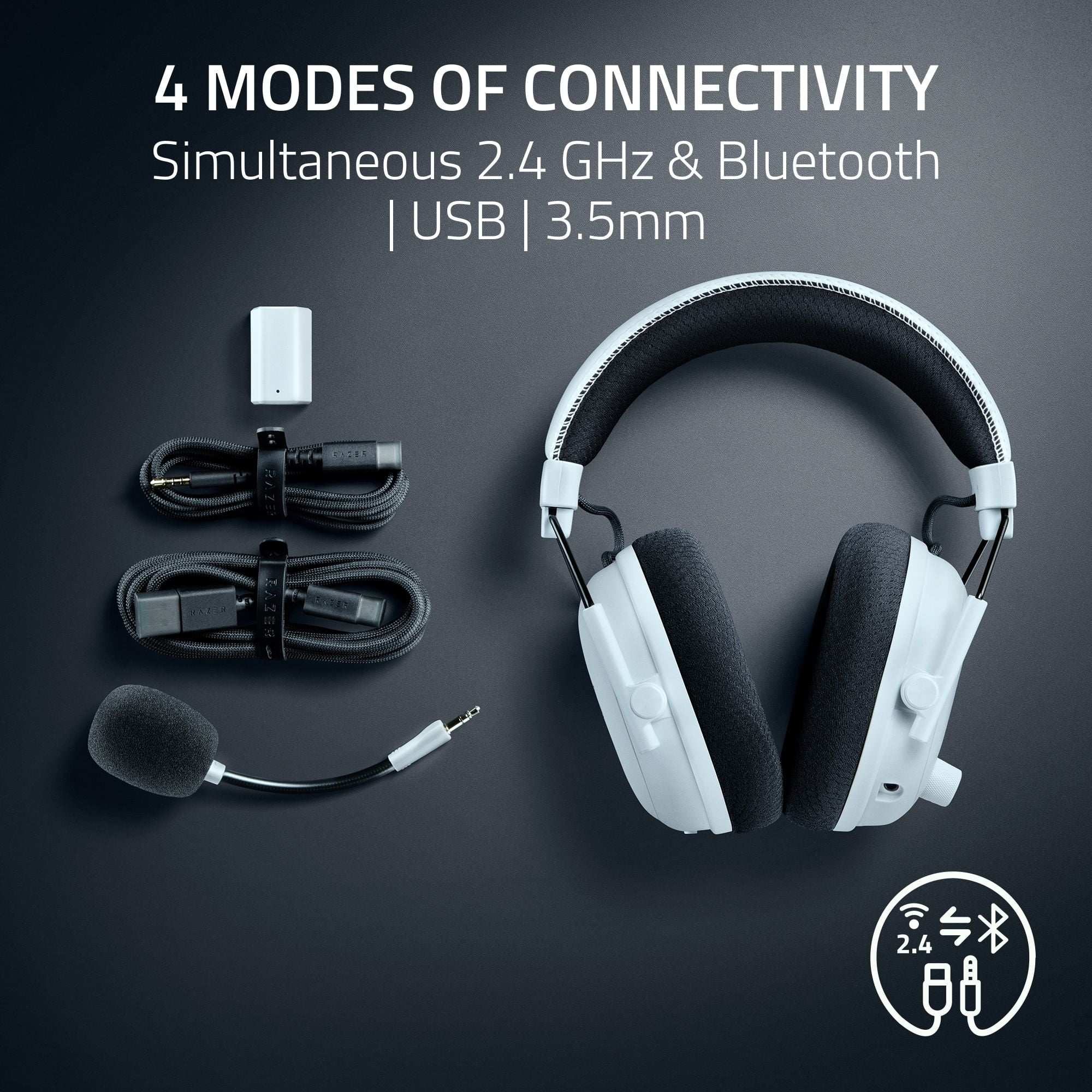 Razer Blackshark V3 Pro Wireless ANC PC Gaming Esports Headset, 2.4Ghz, Bluetooth, White