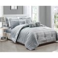 thumbnail image 1 of Chic Home CS2414-US 10 Piece Lear Reversible Bed Bag Ruffled Pinch Pleat Motif Pattern Print Complete Bedding Set, Grey, 1 of 1