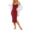 thumbnail image 4 of INSPIRE CHIC Women's Sleeveless Ribbed Knit Night Shirt Elegant Sleep Dress Summer Midi Camisole Nightgowns S Red, 4 of 6