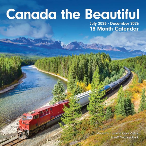 Canadian 18-Month Wall Calendar - 100% Biodegradable 11x22 Inch Open - Canadian Holidays in English & French - Jul 2025 - Dec 2026 Monthly Calendar - Canada the Beautiful - by