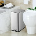 thumbnail image 6 of 4 Gallon Step Trash Can, 15 Liter Stainless Steel Rubbish Bin with Removable Inner Bucket, Rectangle Slim Garbage Can with Soft-Close Lid for Bathroom, Living Room, Office, Silver, 6 of 7