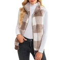 thumbnail image 4 of 2023 Nueva ropa de mujer europea y americana Chaleco a cuadros Cómodo cárdigan de terciopelo Chaleco con cuello alto Chaqueta sin mangas para mujer XL, 4 of 5