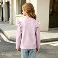 thumbnail image 5 of YUANxueke Girls Ruffle Long Sleeve Cotton Shirts Soft Casual Crewneck Pullover Layering Tops,Purple,2-3 Years, 5 of 7