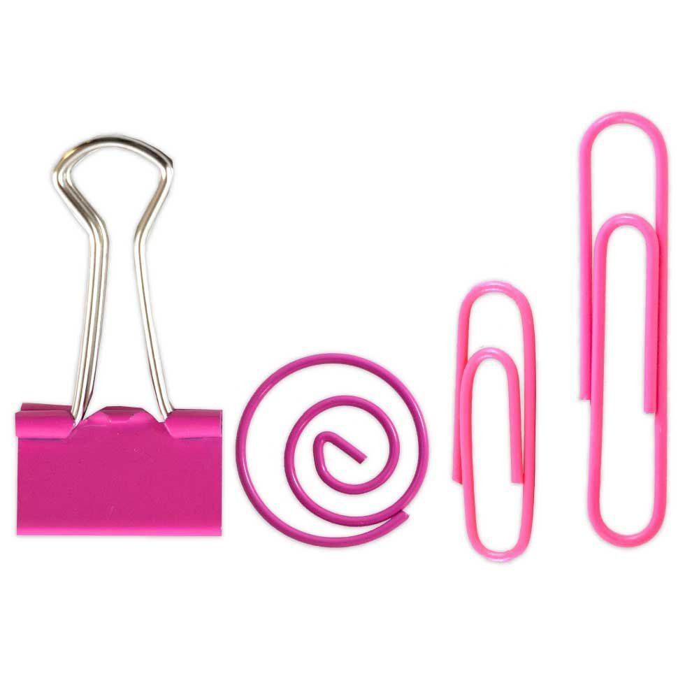 JAM Paper Office Clips, Pink, 4/Pack, Binder Clips & Paper Clips