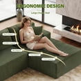 thumbnail image 5 of Aukfa 96" Cloud Sectional Couch, Modular L Shaped Boneless Sofa with Right Facing Chaise&2 Storage Pockets, Green, 5 of 8