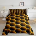 thumbnail image 2 of Geometric Hexagon Twin Bedding Sets for Boys,Neon Orange Honeycomb Quilt Hexagonal Geometry Beehive Comforter Set,Black Simplistic Geometrical Abstract Room Decor, 2 of 6