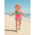 thumbnail image 5 of BemeyourBBs Toddler Baby Girl Swimsuit Infant Bathing Suit One-piece Swimsuits With Sun Hat Set Strawberry Bow Rash Guard Spaghetti Strap Swimwear Summer Beach Wear, 5 of 9
