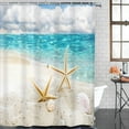 thumbnail image 2 of 4 Pcs Shower Curtain Set Starfish Seashells Beach Blue Sky Ocean Vacation with Non-Slip Rugs Toilet Lid Cover and Bath Mat Bathroom Decor Set 72" x 72", 2 of 7