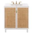 thumbnail image 6 of SEI Bobby 30" Contemporary Rattan Door and Marble Top Bathroom Vanity with Sink, White/Natural, 6 of 14