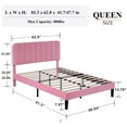 thumbnail image 5 of VECELO Queen Size Upholstered Beds, Modern Platform Bed Frame with Adjustable Headboard, Wooden Slats Support/No Box Spring Needed, Pink, 5 of 12