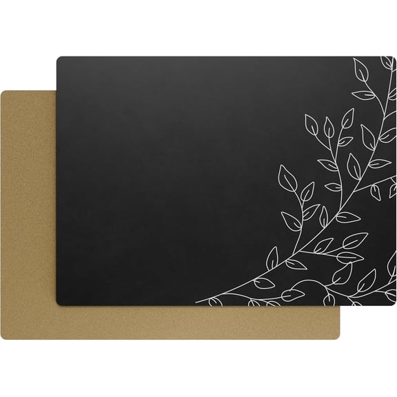 Royalty Art Black Cork-Backed Table Placemats - Set of 4, Non-Slip Heat-Resistant Dining Table Mats