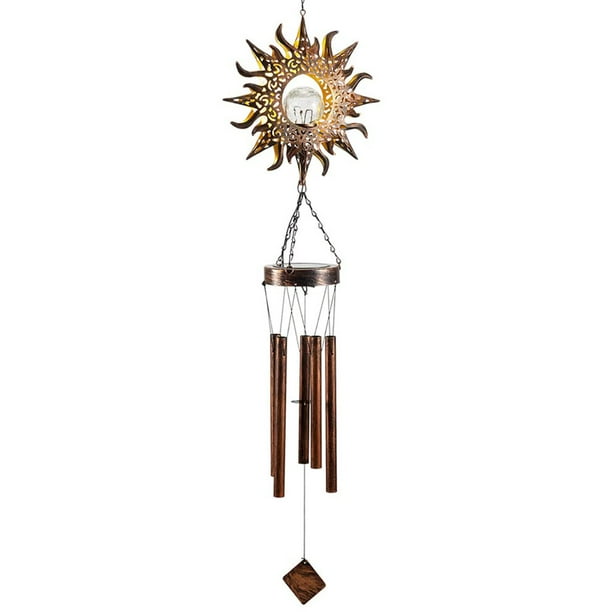 Solar alimentado viento chime frontal porche windchime patios patios decoración de césped casero iluminado arte artesanía regalo suministros domésticos sol Inevent HA012049-02B