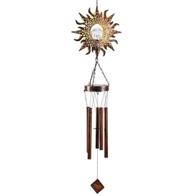Solar alimentado viento chime frontal porche windchime patios patios decoración de césped casero iluminado arte artesanía regalo suministros domésticos sol Inevent HA012049-02B