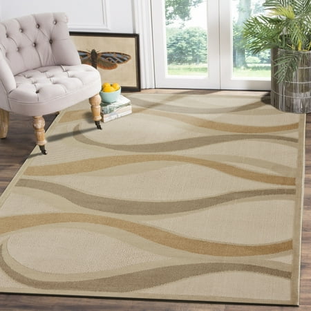 - Tranquility Cream Fungi / Moonrock Rectangle 5 ft. x 7 ft. Indoor Area Olefin Machine Made Contemporary Coastal Wave Beach Style Temperate Seas Indoor Area Rug