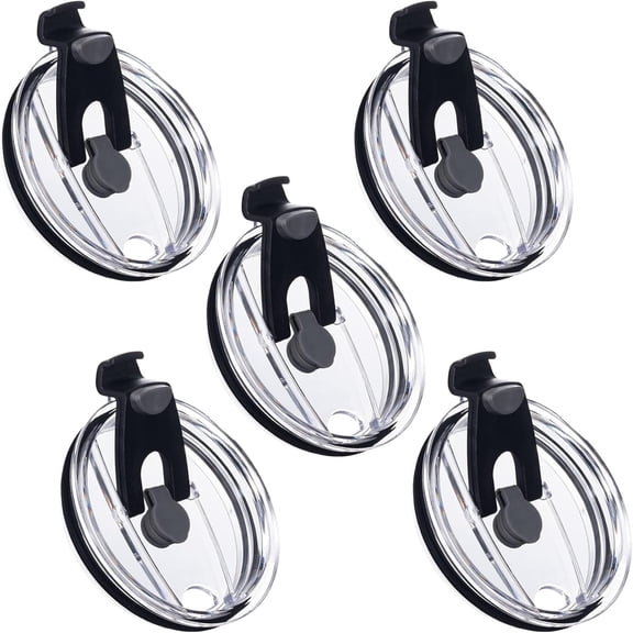 BPPEG 5 Pack Replacement Lids for 20 Oz Tumbler,Travel Spill Proof Resistant Cup Lids Covers with Slider Switch Fit Coffee Cups and More, Straw Friendly,Black