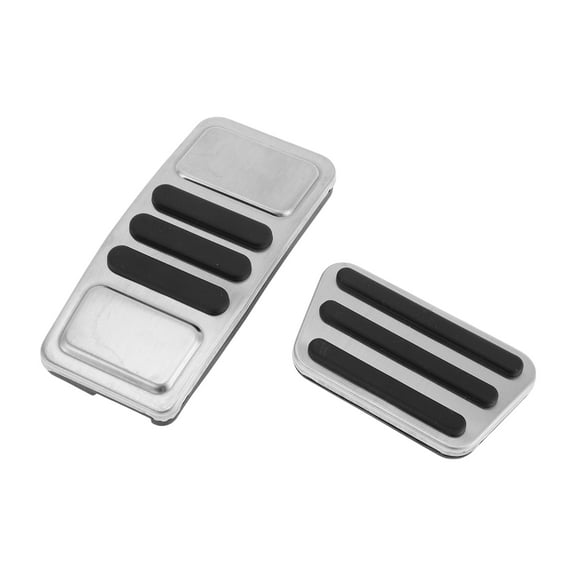 Unique Bargains 1 Set Automatic Foot Pedal Pads Foot Accelerator Pedal Covers for Ford for Mustang 2015-2024 Stainless Steel Silver Tone