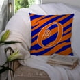 thumbnail image 3 of Letter O Initial Tiger Stripe Blue and Orange Fabric Decorative Pillow, 3 of 4