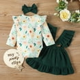 thumbnail image 3 of Ketyyh-chn99 Girl Summer Outfits Items for New Born Baby Girl Floral Romper Clothes Green,6-12Months, 3 of 6