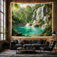 thumbnail image 6 of Tropical Waterfall in Lush Jungle, Calming Watercolor for Nature Lovers, Rainforest Nature Art Decor, Housewarming Gift Tapestry Wall Hanging for Bedroom and Living Room, 6 of 7