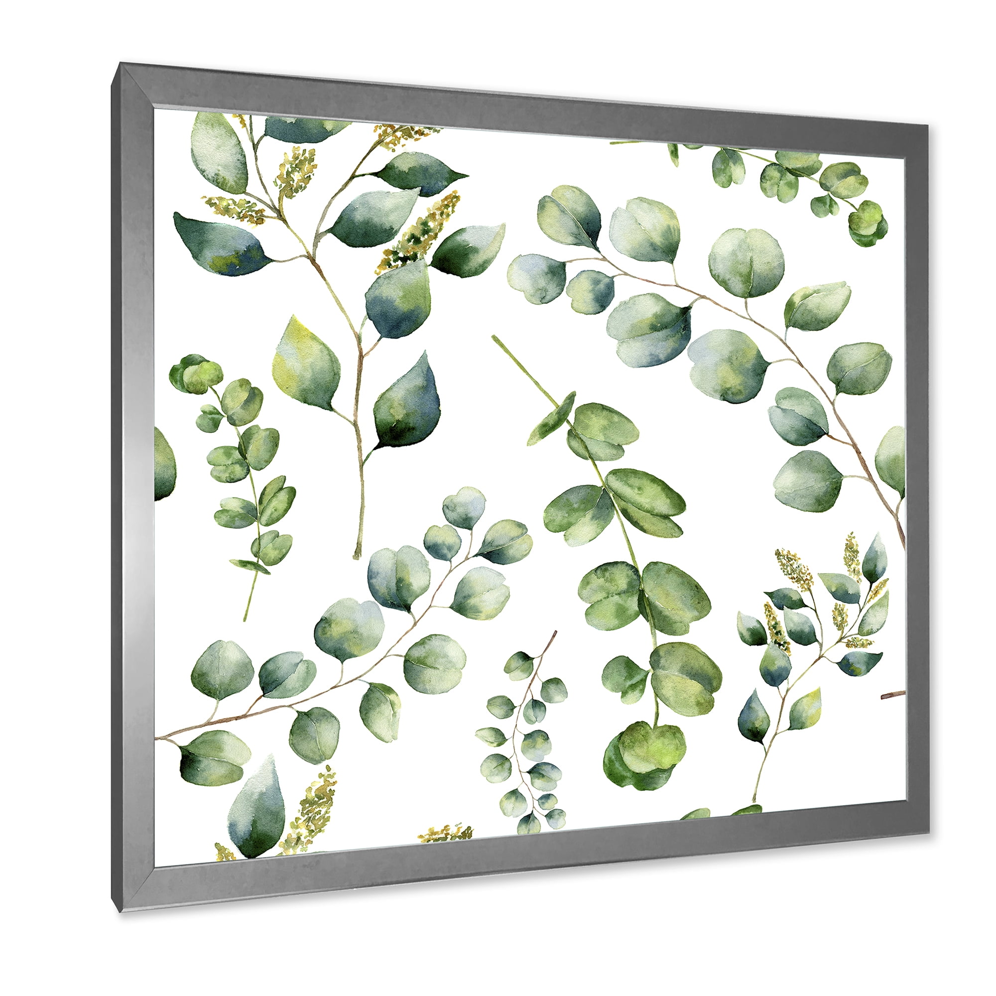 Designart 'Green Eucalyptus Plant Branches III' Traditional Framed Art Print