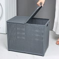 thumbnail image 1 of YIMWNYI Foldable Dirty Clothes Basket, Plastic Laundry Basket, Durable Storage with Divider, Space-Saving Design, Odor-Proof Wicker Style, Home Organization Solution, 1 of 6